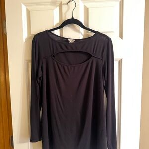 BiBi Black Long Sleeve Cutout Top